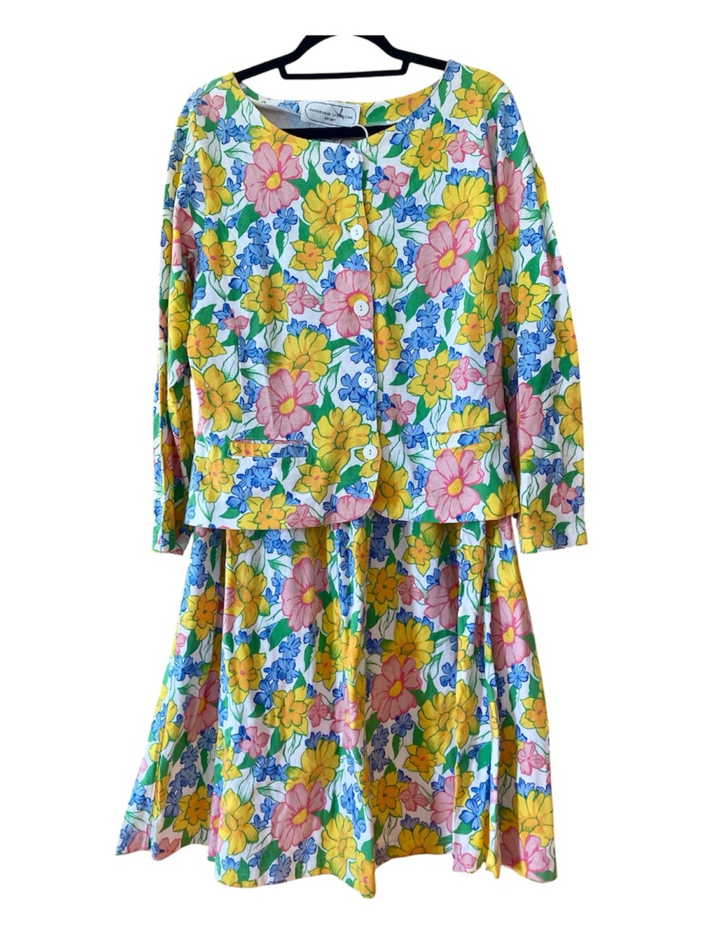 Vintage Adrienne Vittadini Sport Floral Cotton Skirt Set M L
